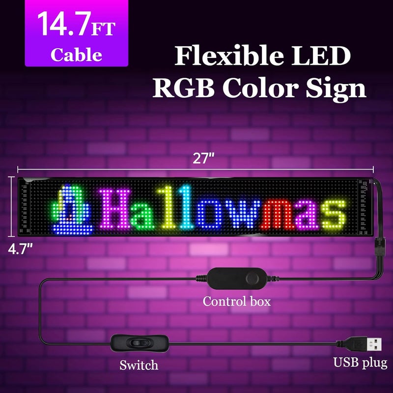 GOTUS Scrolling LED Sign,LED Signs for Business,Programmable Flexible Digital Sign,Bluetooth APP,DIY Animations,Text, Graffiti (27''x5'') - Image 5